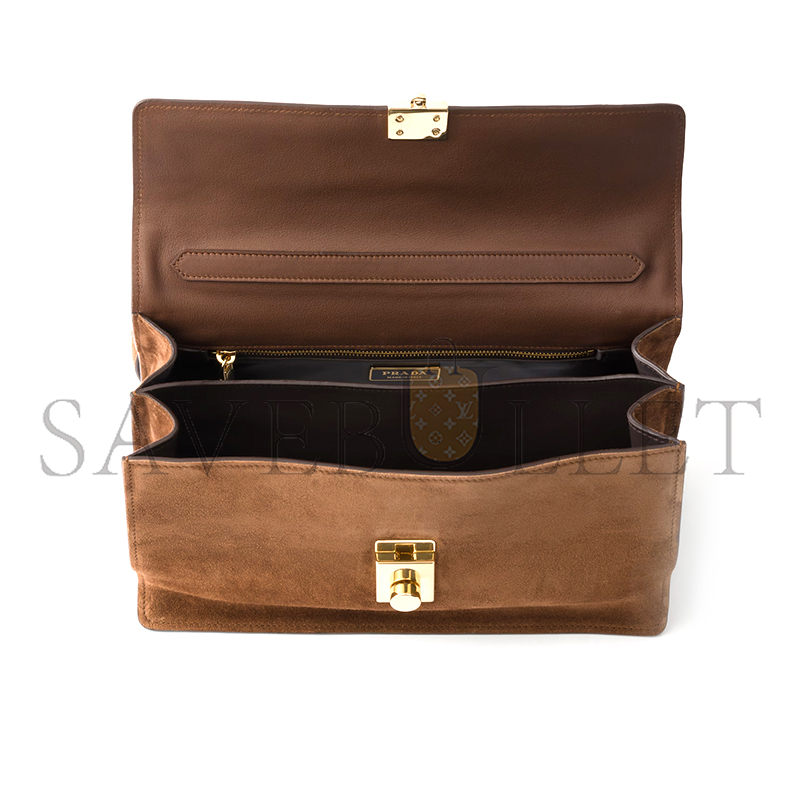 PRADA SOFT SOUND MEDIUM SUEDE SHOULDER BAG 1BN023 (28*16*10cm)